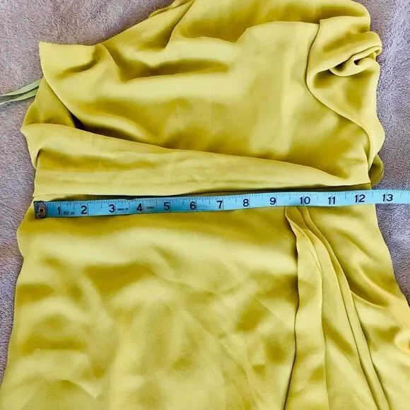 BCBGMAXAZRIA Mina Dark Lime One Shoulder Mini Dress - Picture 14 of 15